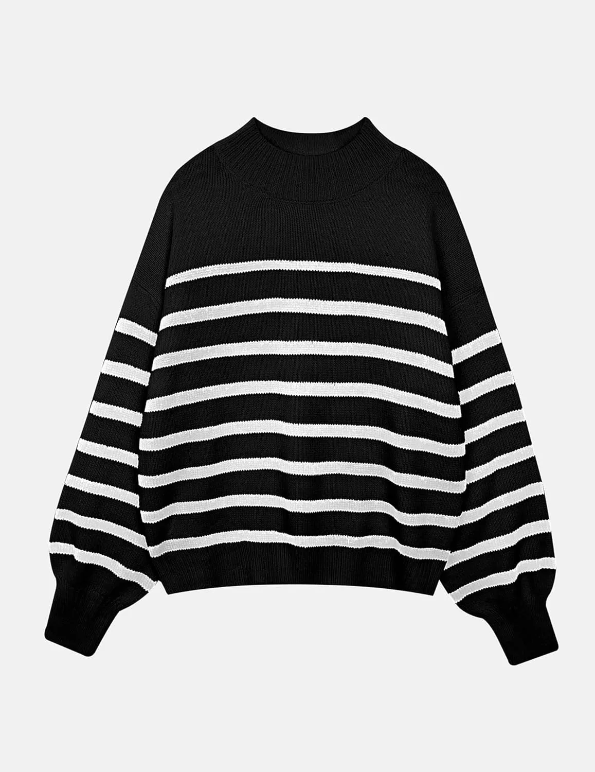 Womens Oversized Turtleneck Cute Striped Sweater Fall 2024 Casual Lightweight Ribbed Knit Long Sleeve Pullover Tops