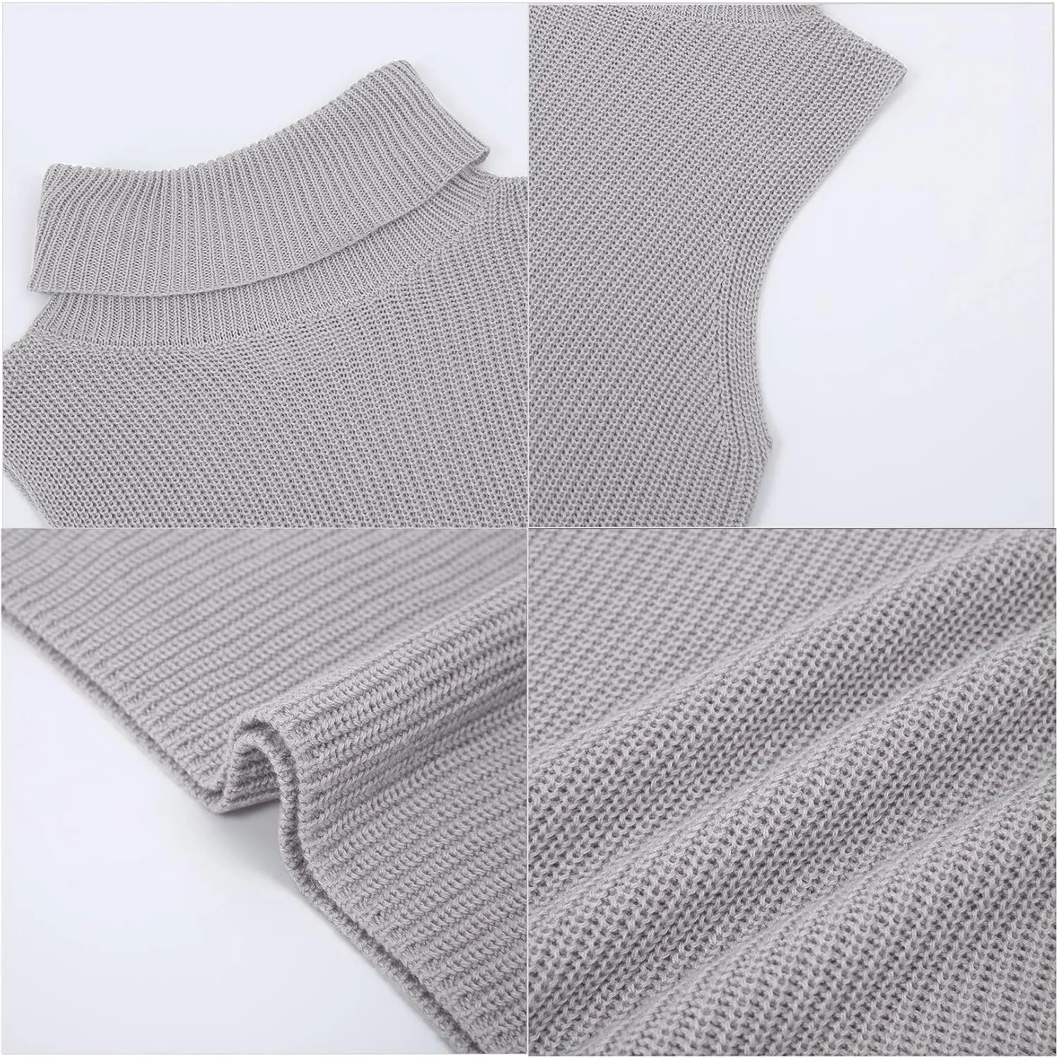 Womens Sleeveless Sweater Vest Turtleneck Ribbed Knit Tank Tops Basic Slim Fit Top