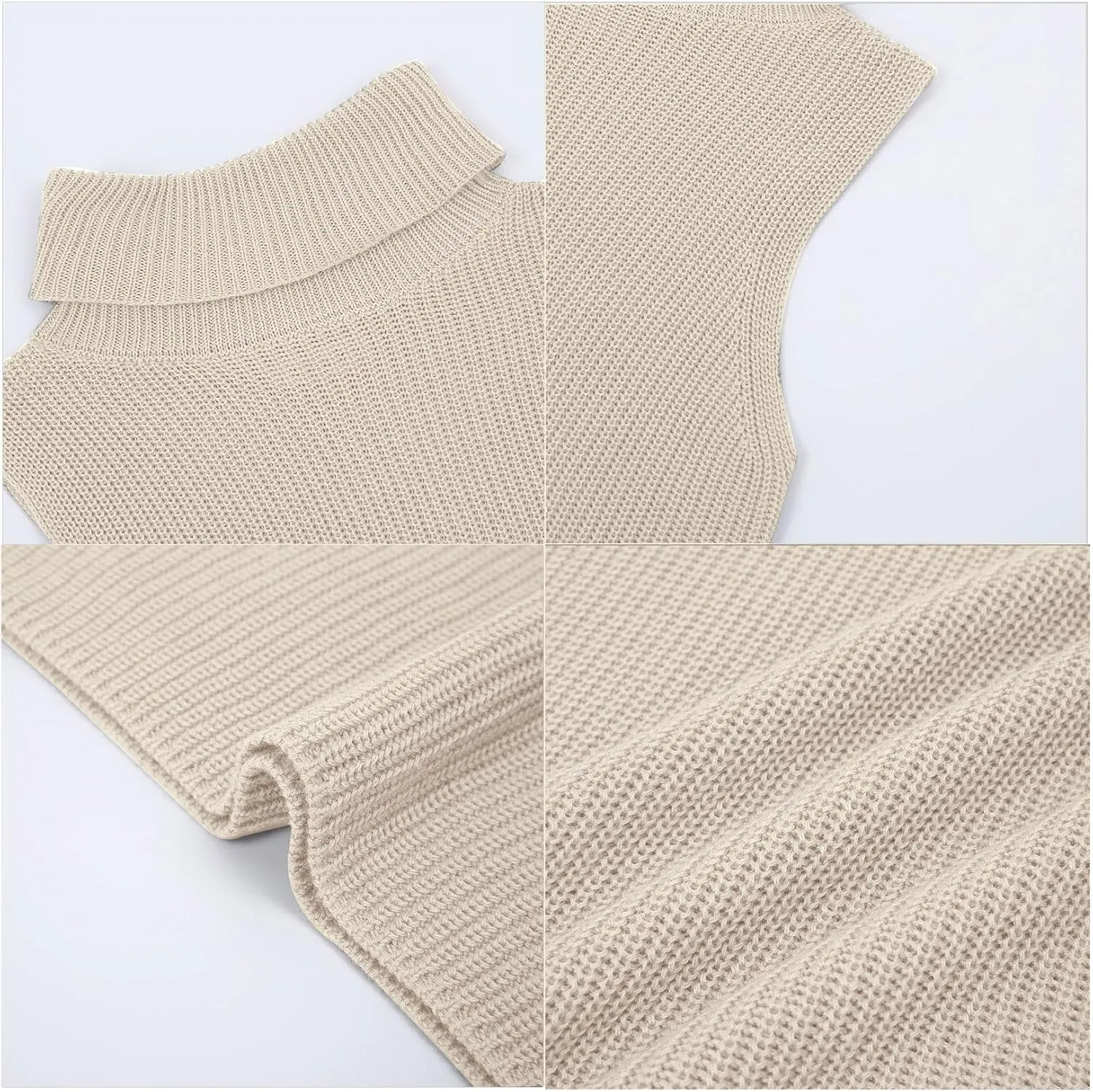 Womens Sleeveless Sweater Vest Turtleneck Ribbed Knit Tank Tops Basic Slim Fit Top