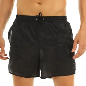 YEAHDOR Men See Through Swimming Trunks Quick Dry Beach Shorts Drawstring Boxer Shorts for Sport Swim Surf