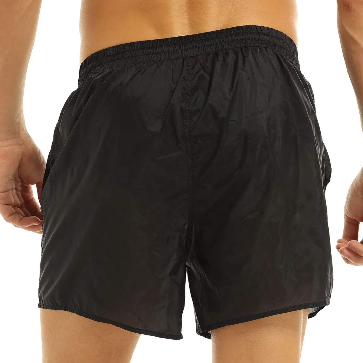 YEAHDOR Men See Through Swimming Trunks Quick Dry Beach Shorts Drawstring Boxer Shorts for Sport Swim Surf
