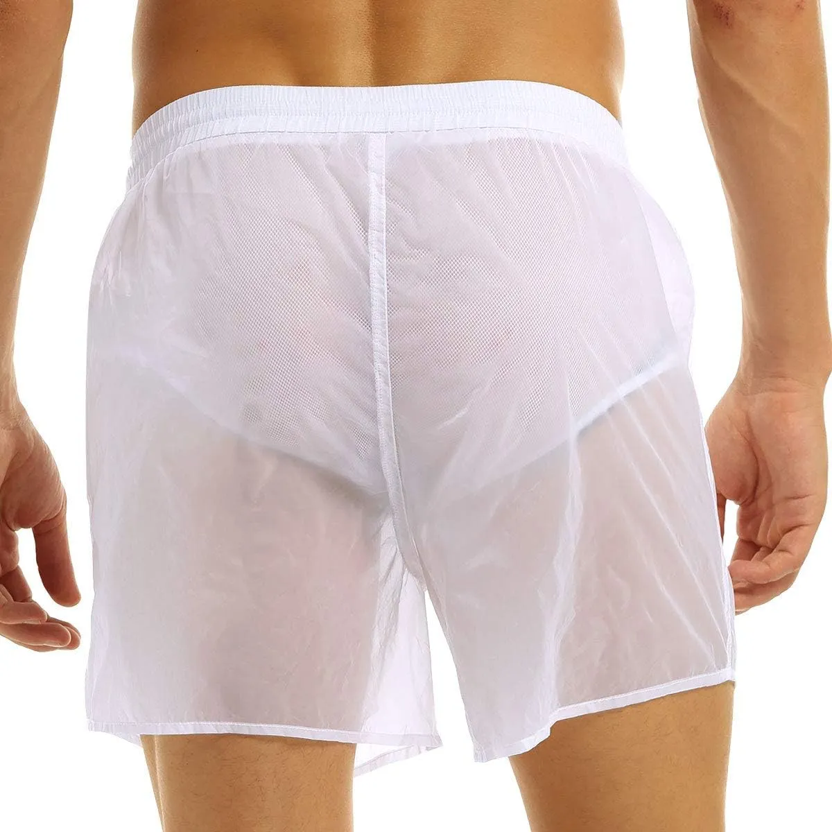 YEAHDOR Men See Through Swimming Trunks Quick Dry Beach Shorts Drawstring Boxer Shorts for Sport Swim Surf