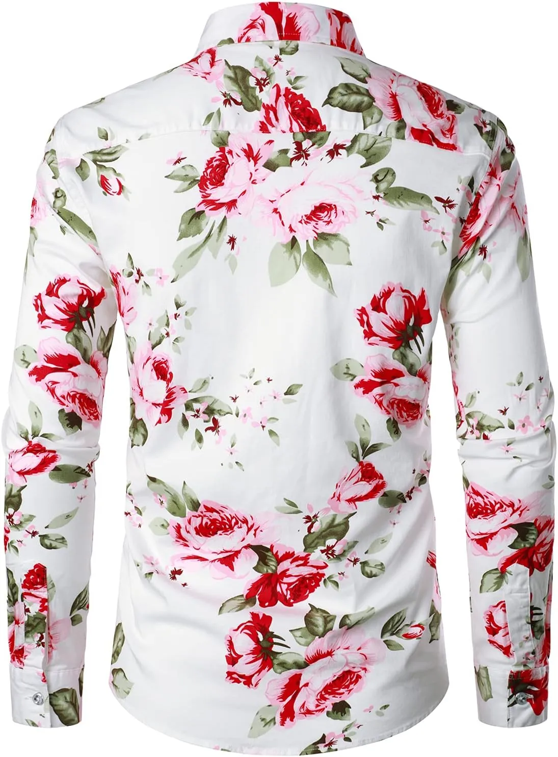 ZEROYAA Men's Hipster Floral Printed Long Sleeve Cotton Casual Button Down Dress Shirts