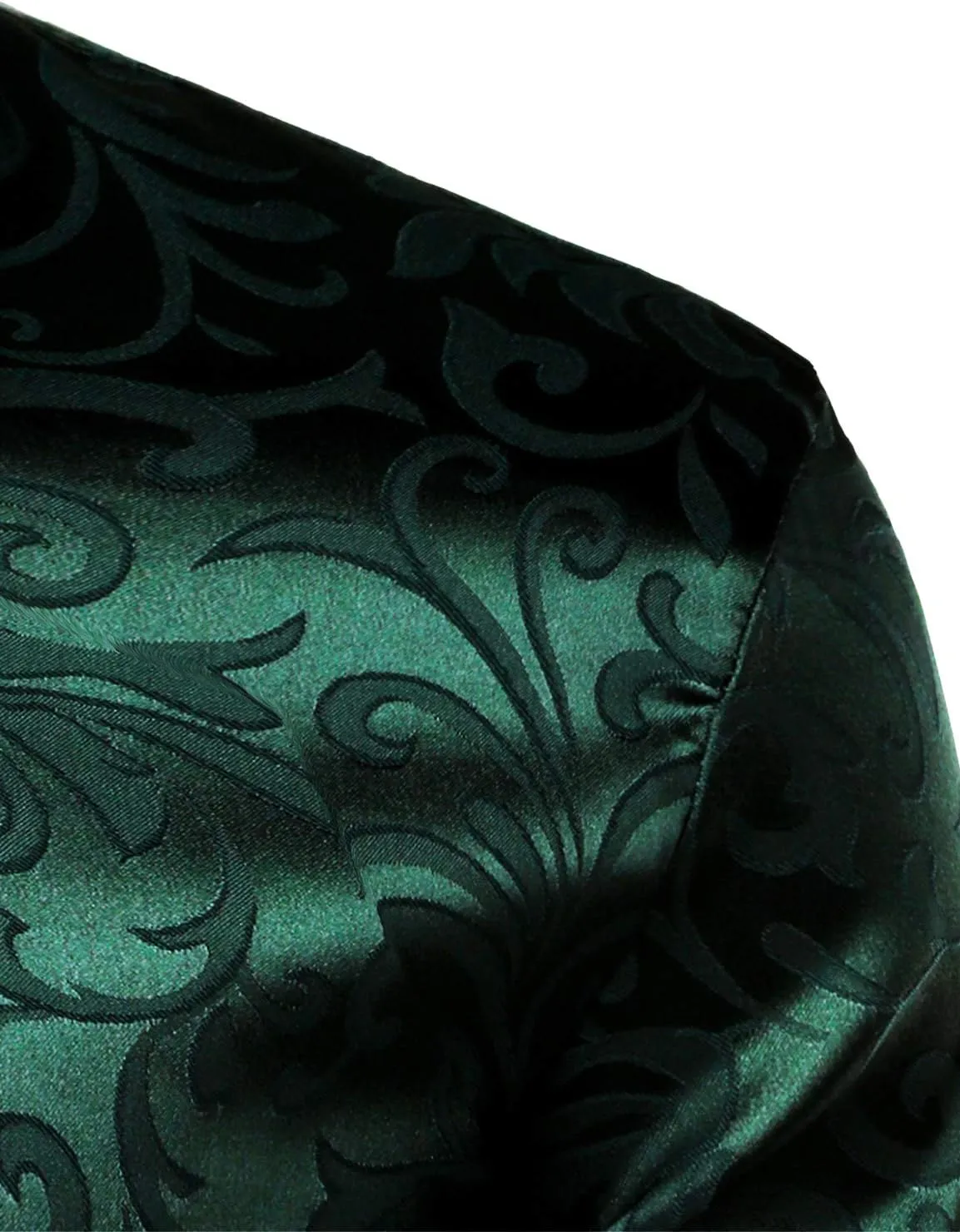 ZEROYAA Men's Luxury Jacquard Long Sleeve Dress Shirt Shiny Satin Slik Like Wedding Party Prom Shirts